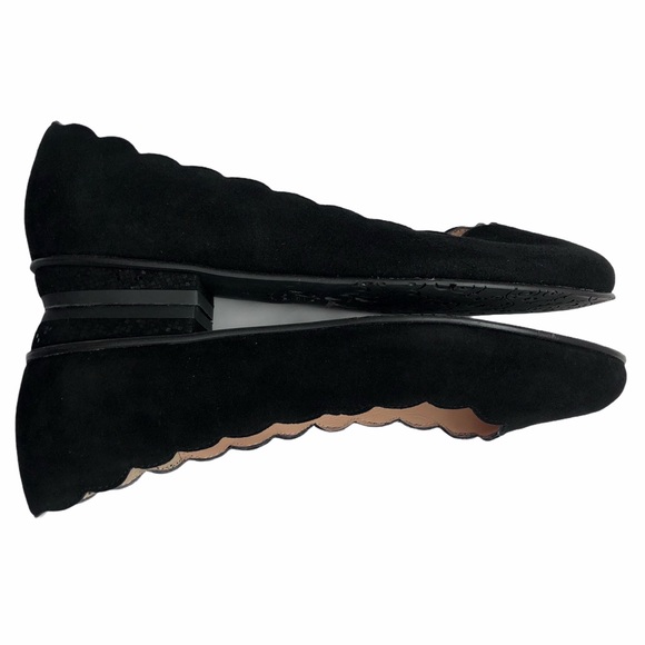 NEW Brenda Zaro Black Suede Leather Scalloped Flats 36 - Picture 6 of 8